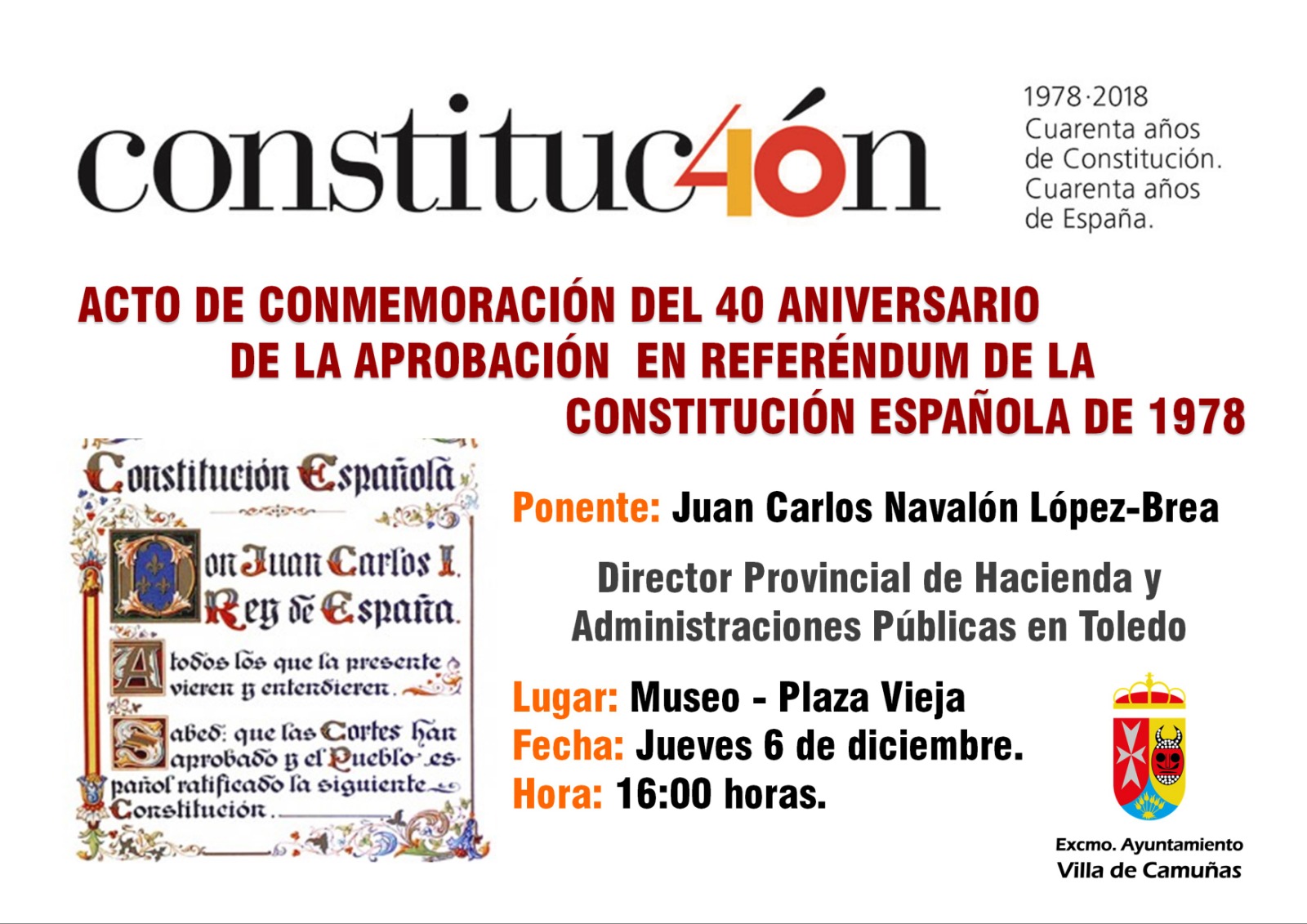 ACTO DE CONMEMORACION DEL 40 ANIVERARIO DE LA CONSTITUCION DE 1978