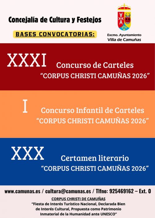 BASES CERTAMEN LITERARIO Y CONCURSOS DE CARTELES - CORPUS CHRISTI CAMUÑAS 2026